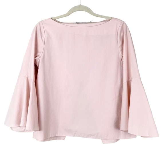 Alice + Olivia Pink Bell Sleeve Top S Boat Neck Spit Back sz XS - Picture 2 of 9